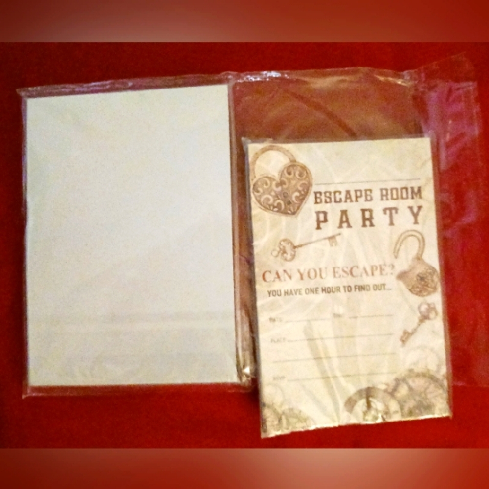 Escape room party invites new in plastic